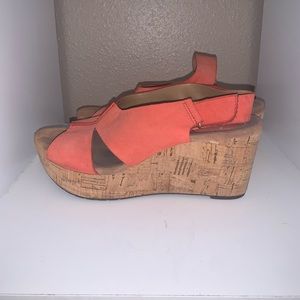 Coral Clark’s Cross Cork Wedge Sandal